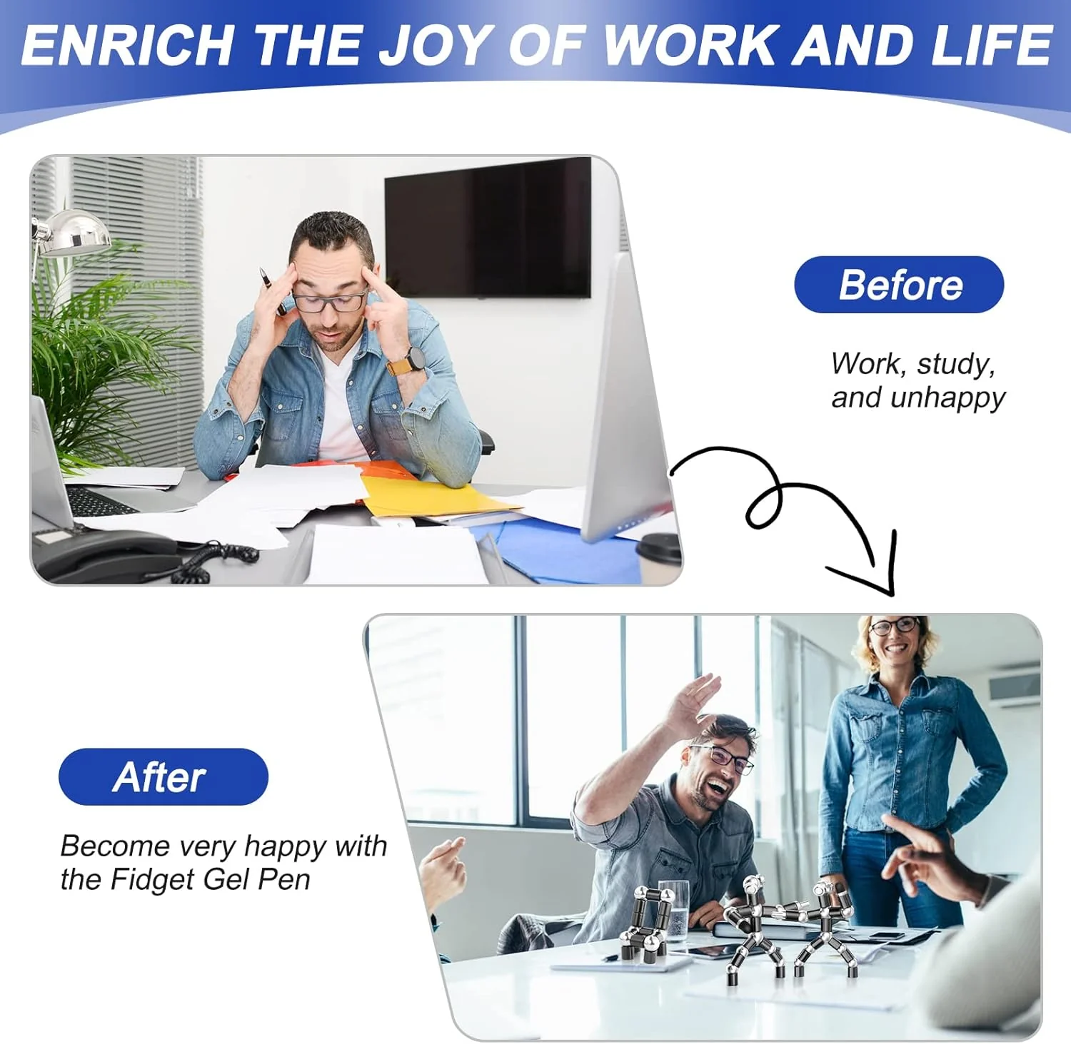KEIFUKUH Fun Men Gifts Fidget Gel Pens - Unique