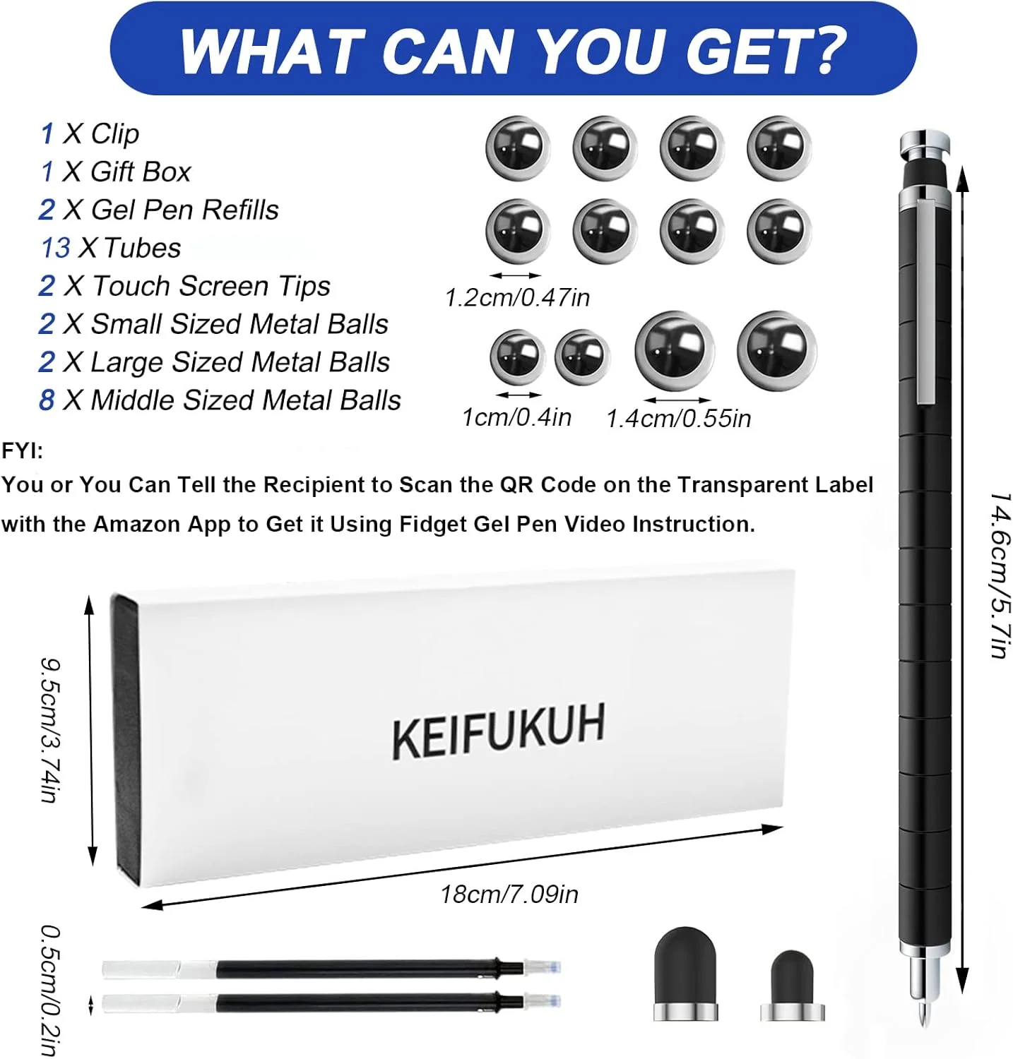 KEIFUKUH Fun Men Gifts Fidget Gel Pens - Unique