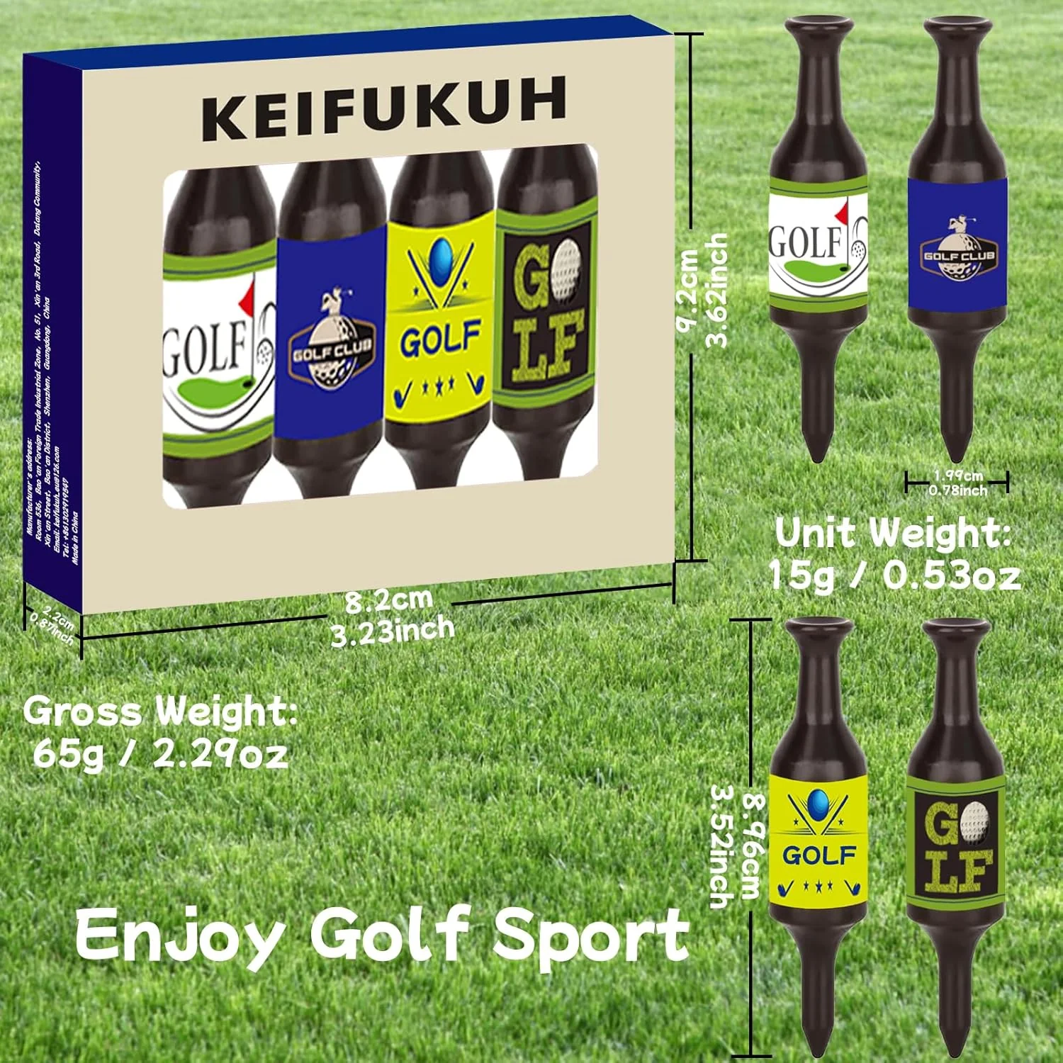 KEIFUKUH Funny Beer Bottled Shaped Golf Tees for Golfer