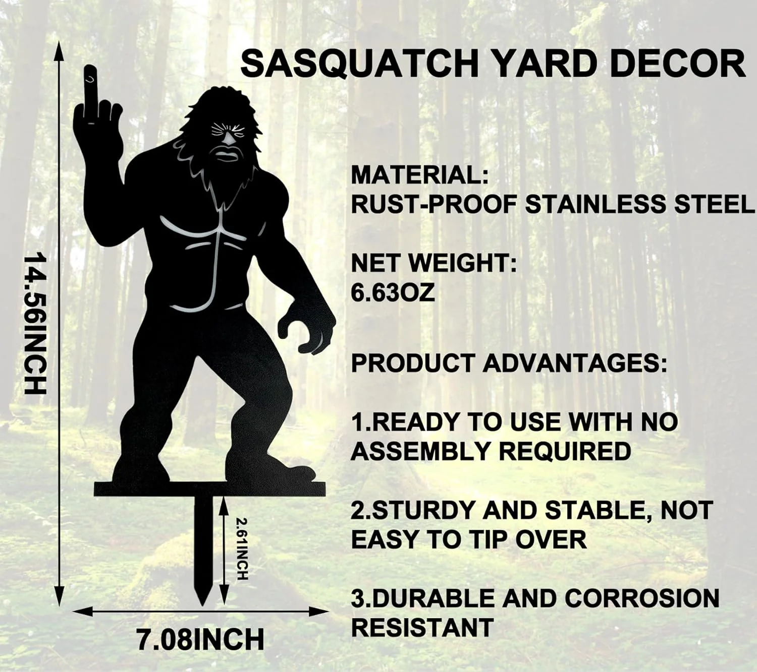 KEIFUKUH Funny Sasquatch Garden Stake Gifts - Cool Metal