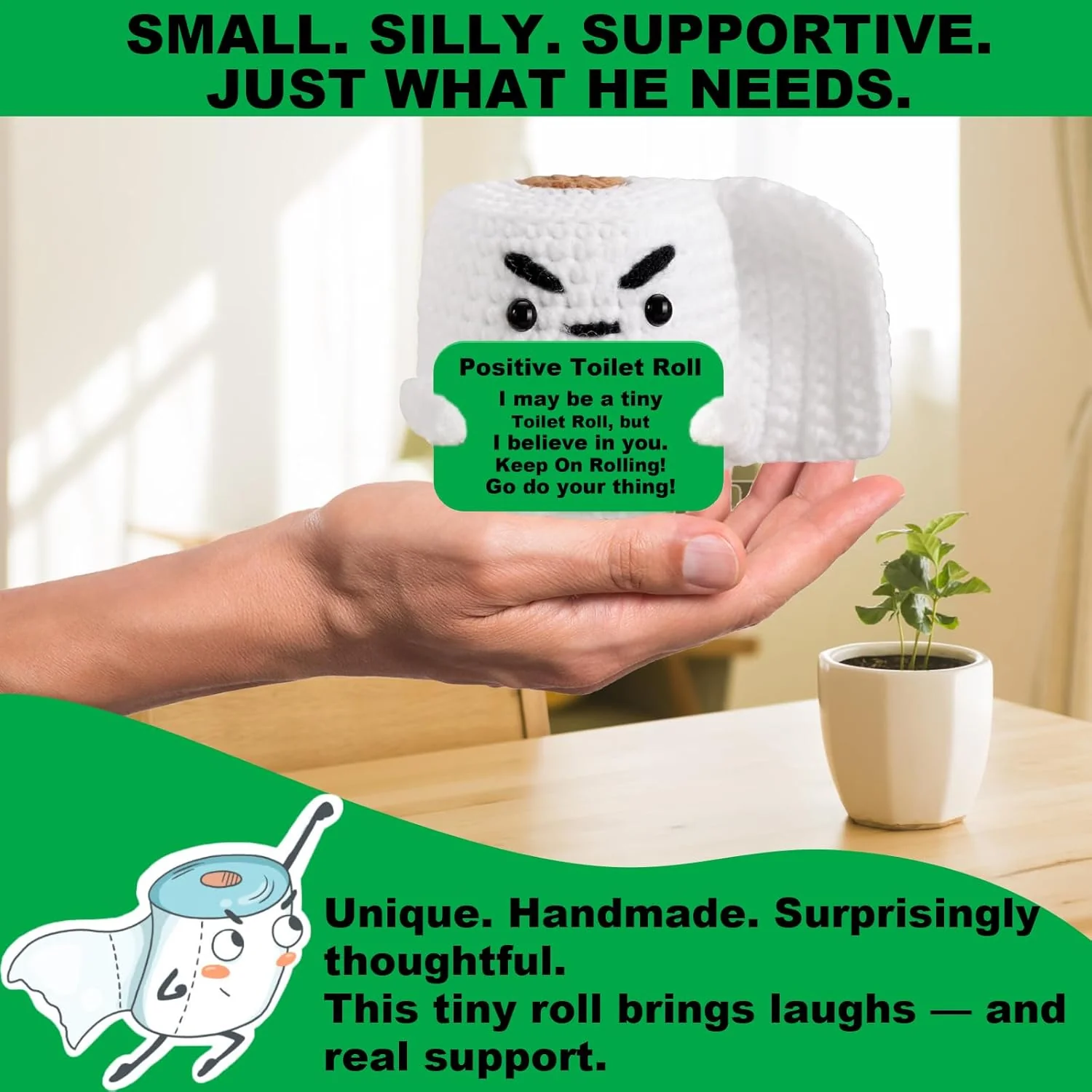 KEIFUKUH Positive Crochet Toilet Roll Gifts for Men Women