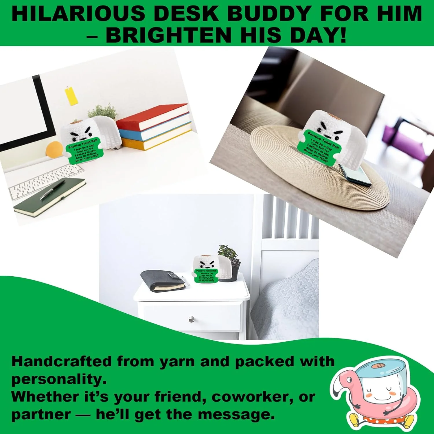 KEIFUKUH Positive Crochet Toilet Roll Gifts for Men Women