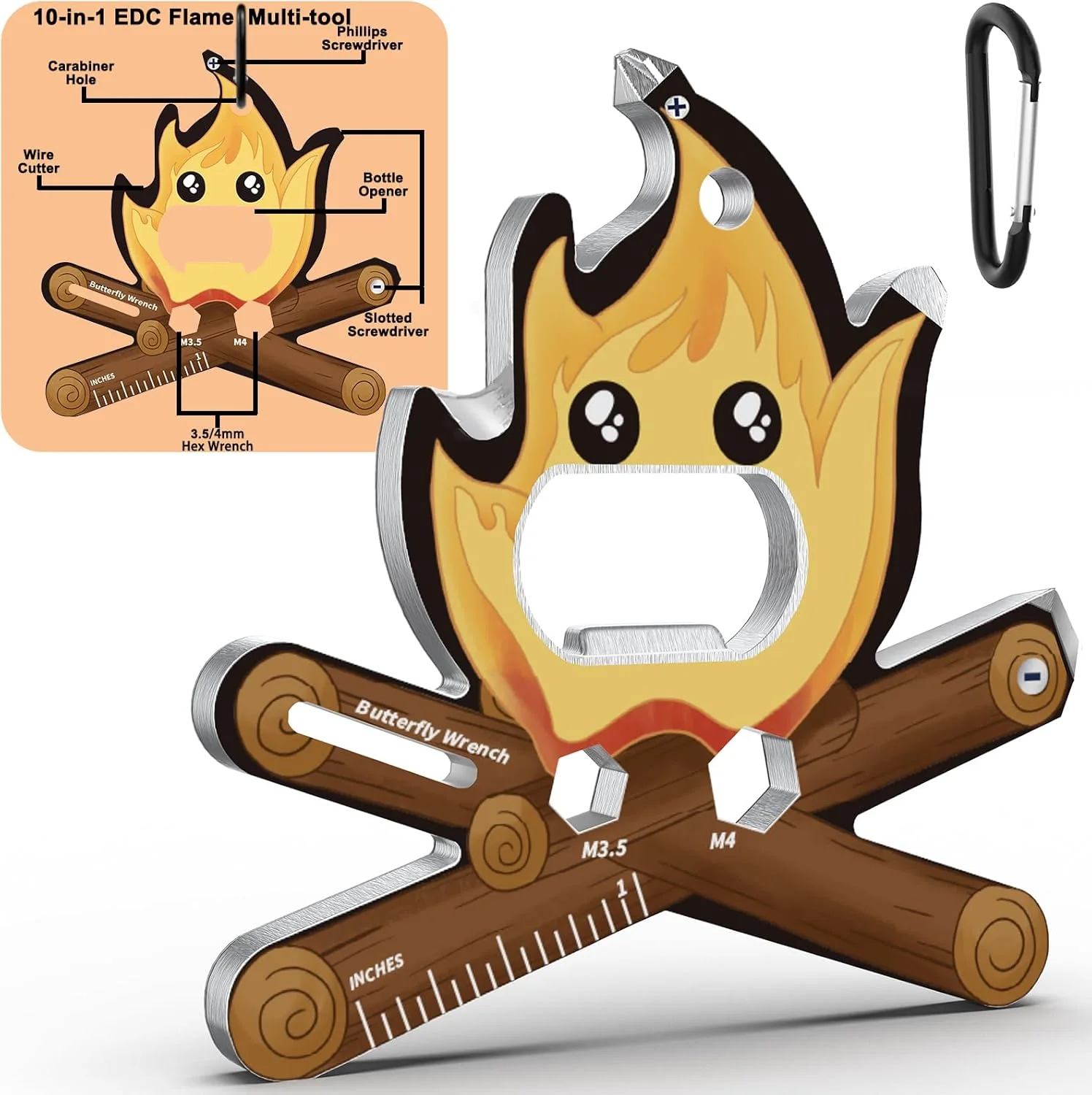 KEIFUKUH Stocking Stuffers EDC Multitool with Carabiner - Unique