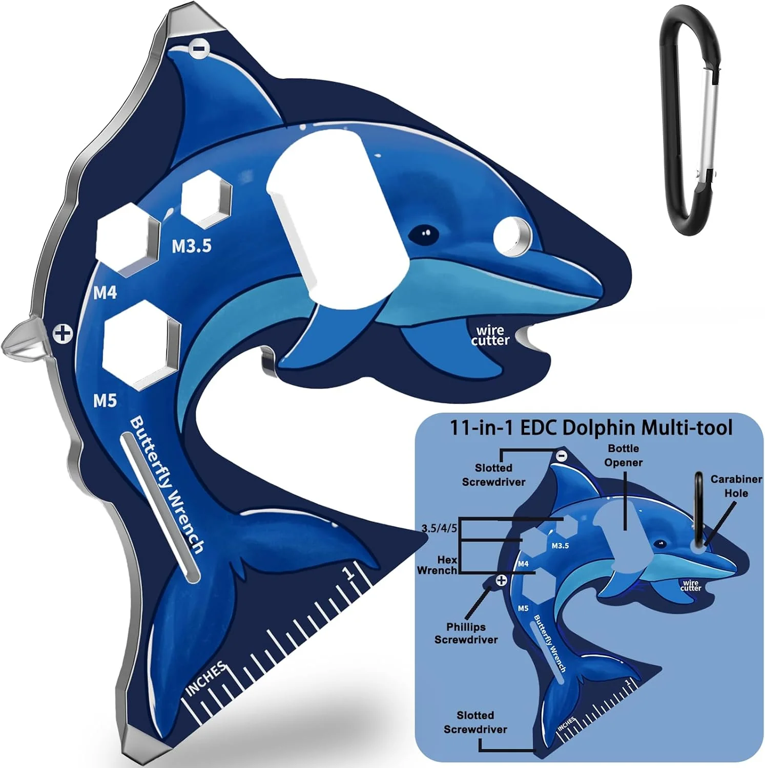 KEIFUKUH Stocking Stuffers EDC Multitool with Carabiner - Unique